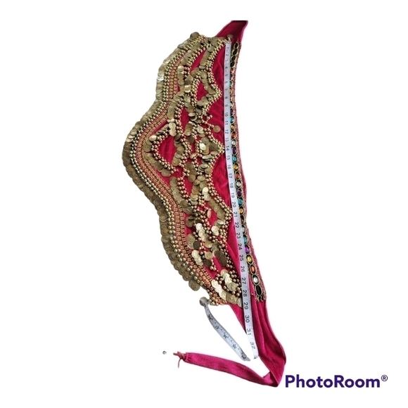 Bellylady set of 2 Belly dance skirt gold coin hip scarf with rhinestones - Picture 10 of 16